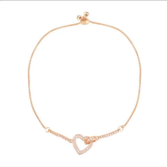 The Rose Gold Heart Chakra Slide Closure bracelet with heart pendant. - Picture 4 of 9